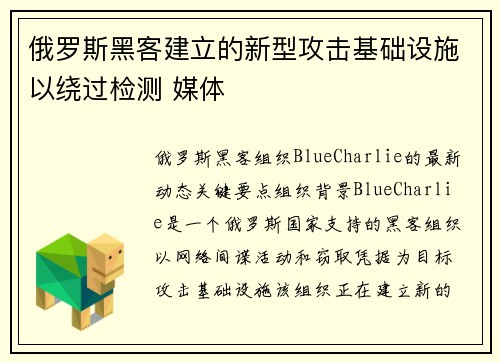 俄罗斯黑客建立的新型攻击基础设施以绕过检测 媒体