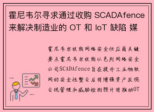 霍尼韦尔寻求通过收购 SCADAfence 来解决制造业的 OT 和 IoT 缺陷 媒体