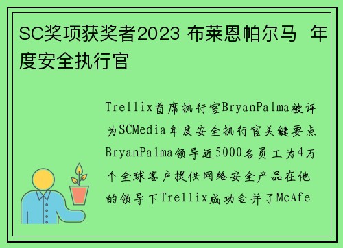 SC奖项获奖者2023 布莱恩帕尔马  年度安全执行官 